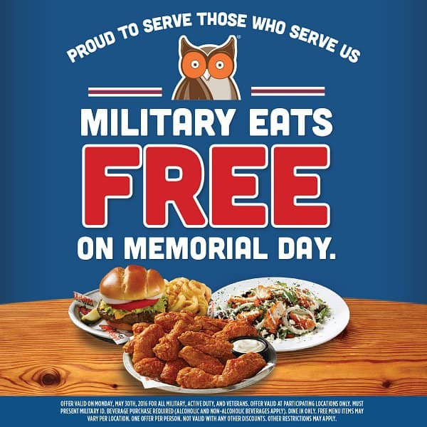 Free Food For Veterans On Memorial Day
 Military Eat Free at Hooters on Memorial Day