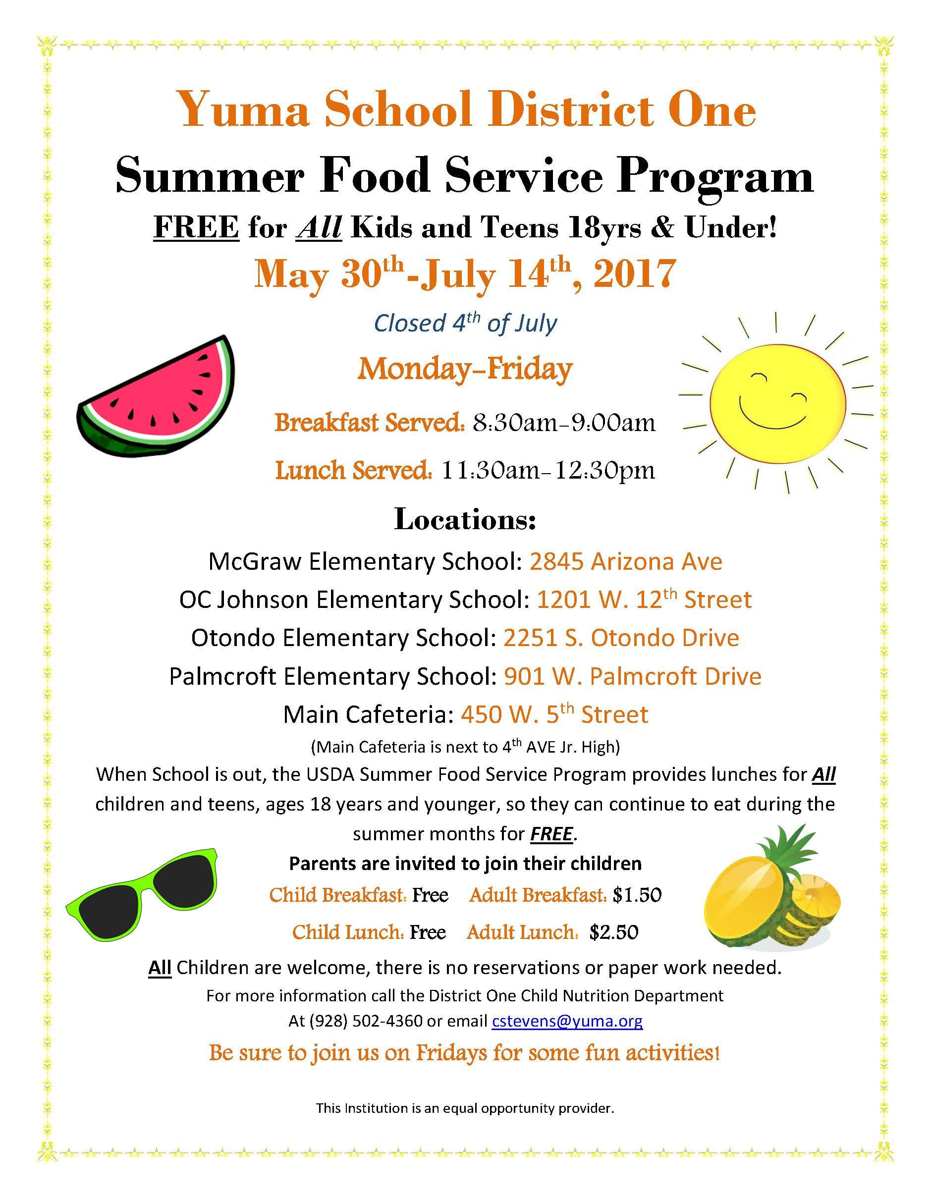 Free Summer Food Program
 School Districts fer Free Meals This Summer