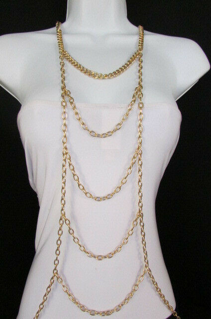 Full Body Jewelry
 New Women Gold Body Chain Full Frontal Long Necklace y