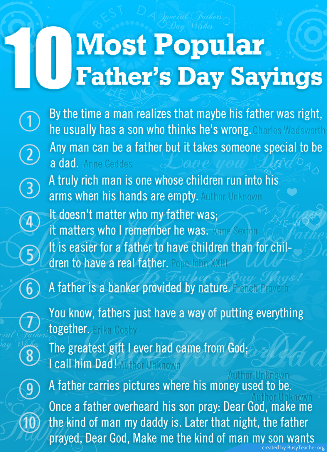Funny Happy Fathers Day Quotes
 10 Most Popular Father s Day Sayings Poster