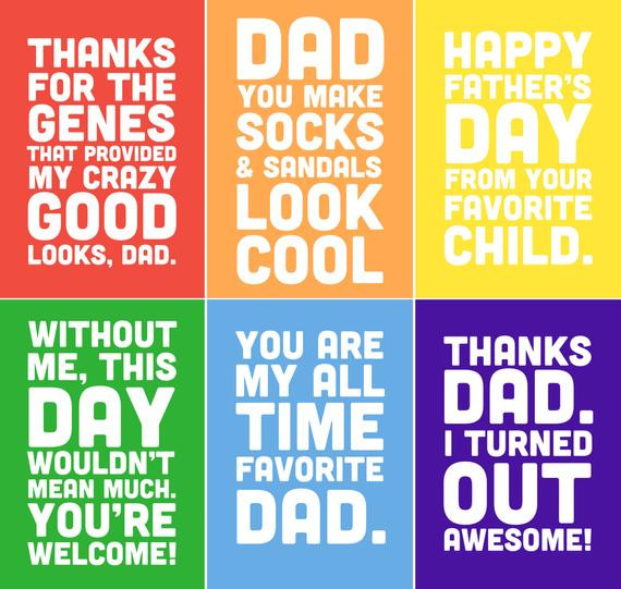 Funny Happy Fathers Day Quotes
 Items similar to Funny Father s Day Printable Cards 5x7