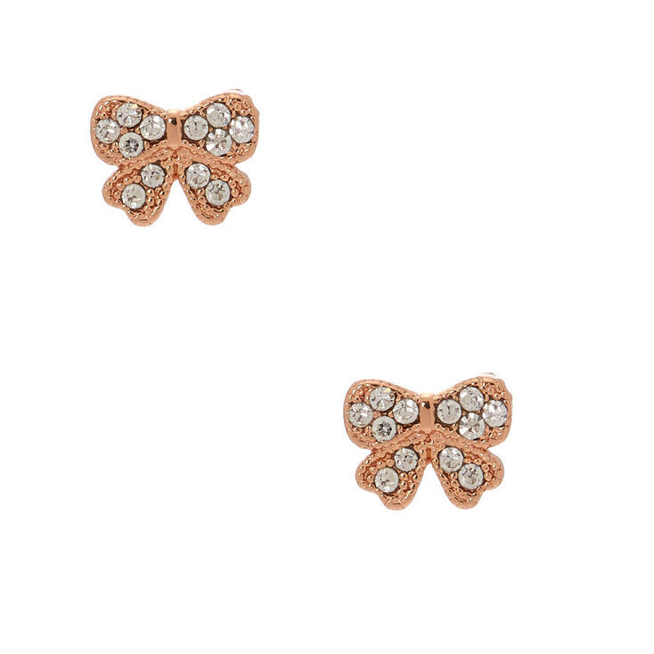 Gold Bow Earrings
 18kt Rose Gold Plated Bow Stud Earrings