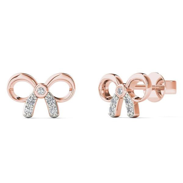 Gold Bow Earrings
 Shop AALILLY 10k Rose Gold Diamond Accent Bow Stud