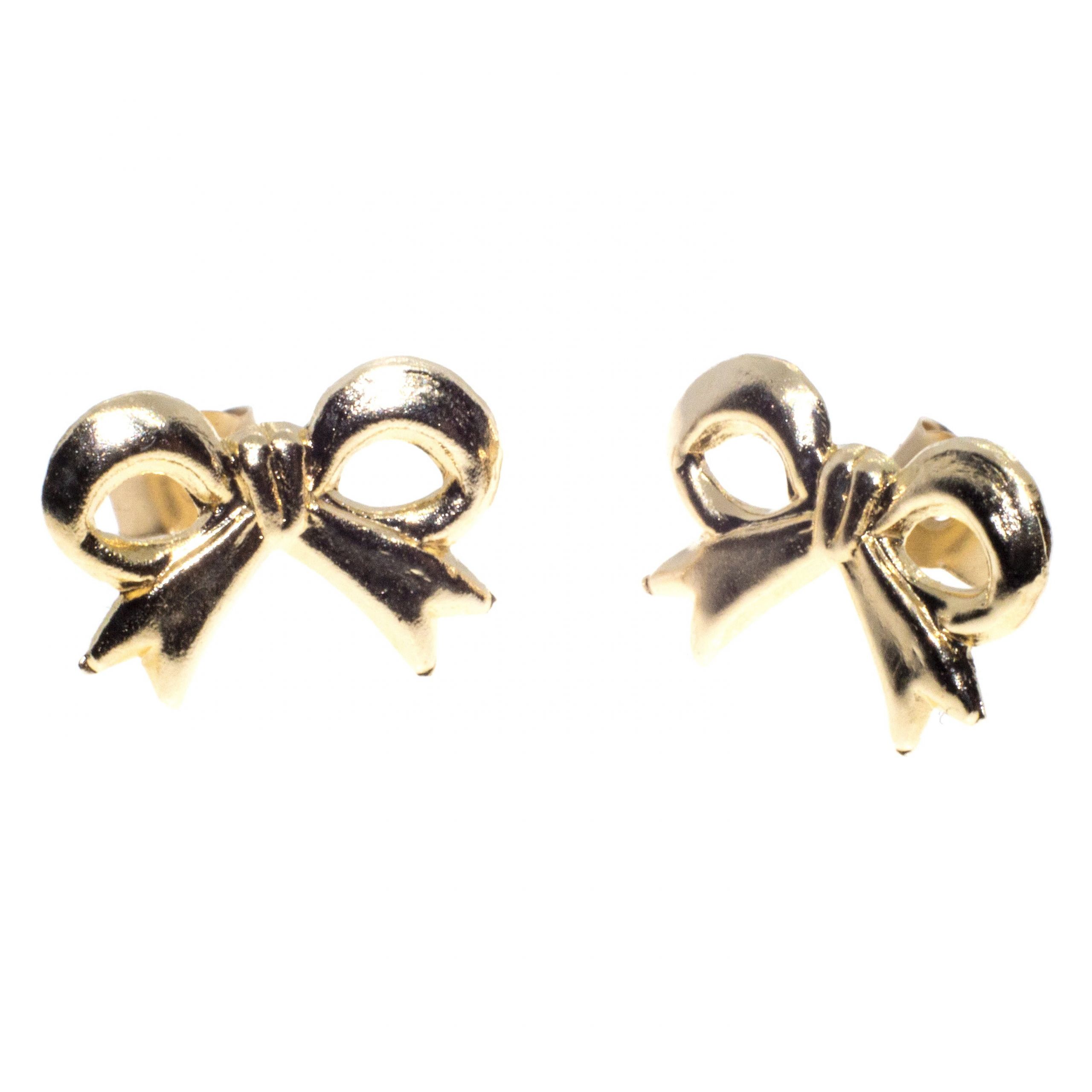 Gold Bow Earrings
 Ribbon bow stud earrings in 9ct yellow gold