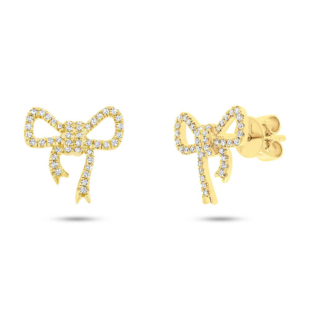 Gold Bow Earrings
 0 22ct 14k Yellow Gold Diamond Bow Stud Earrings SC