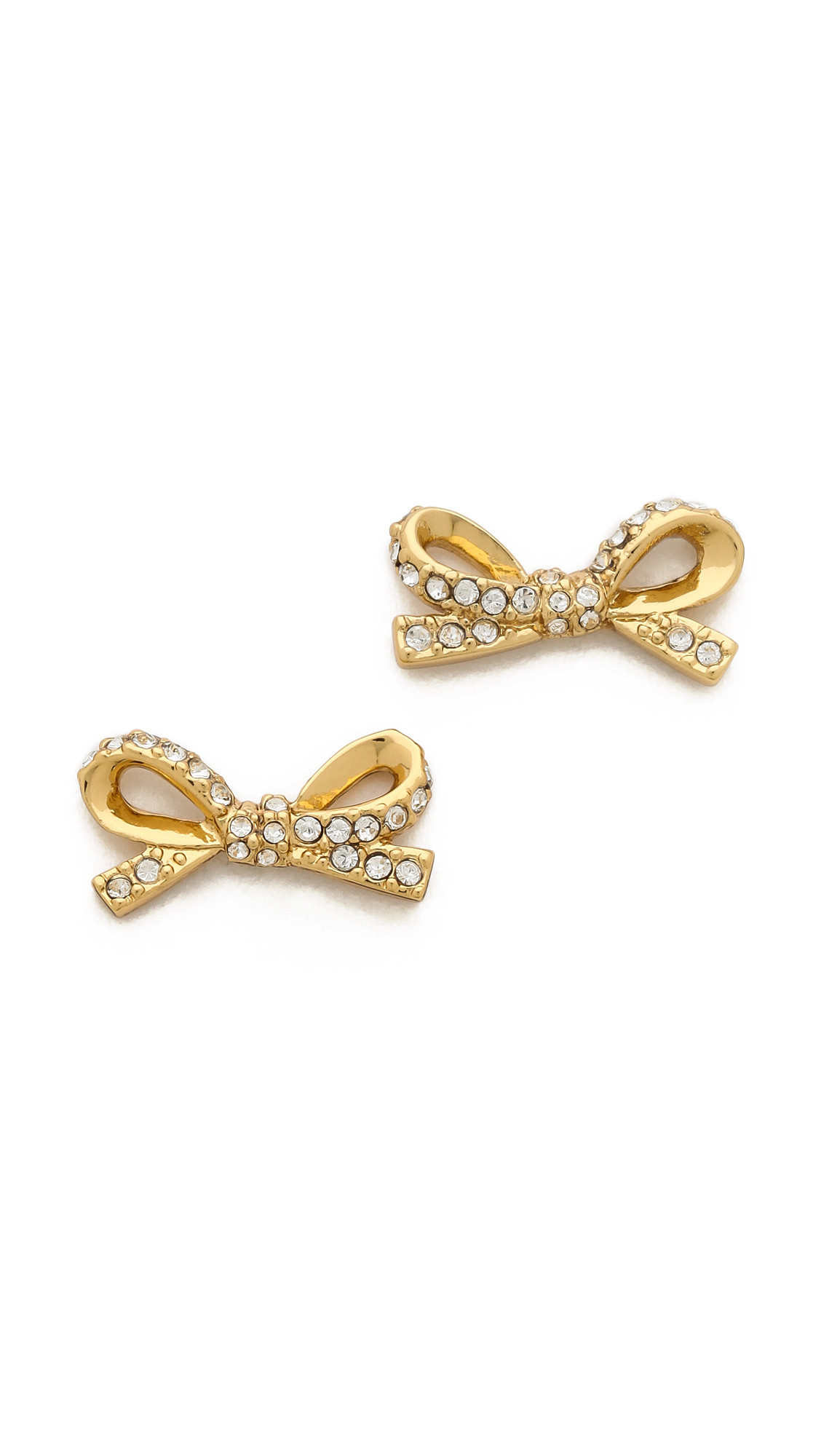 Gold Bow Earrings
 Kate Spade Skinny Mini Pave Bow Stud Earrings in Gold