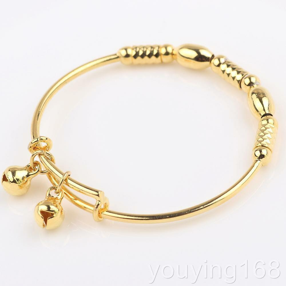 Gold Bracelets For Babies
 18K Yellow Gold Filled Bracelet Adjustable Bells Bangle