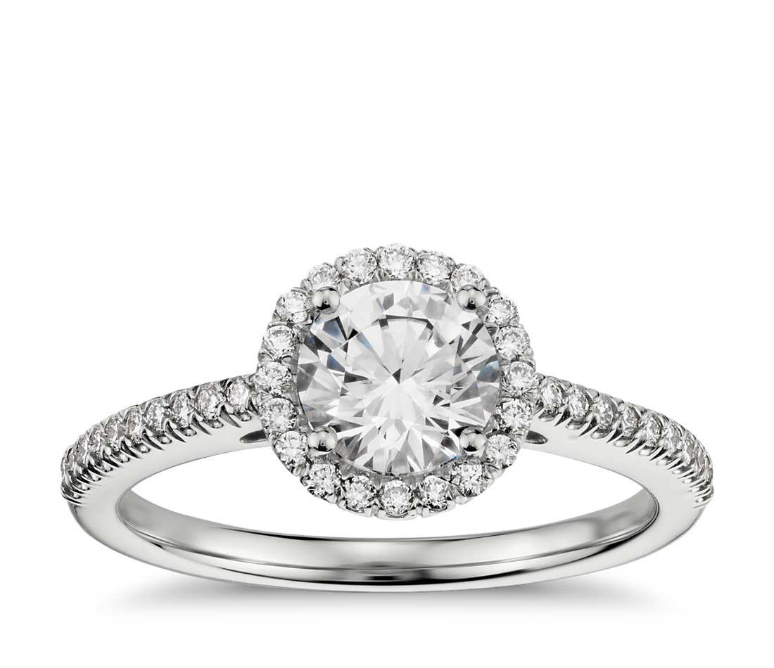 Gold Diamond Engagement Rings
 Classic Halo Diamond Engagement Ring in 14k White Gold 1