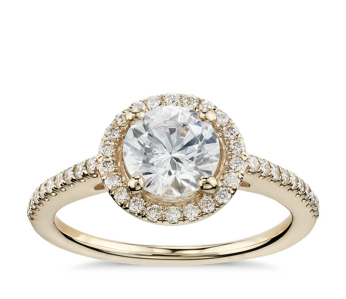 Gold Diamond Engagement Rings
 Classic Halo Diamond Engagement Ring in 14k Yellow Gold 1