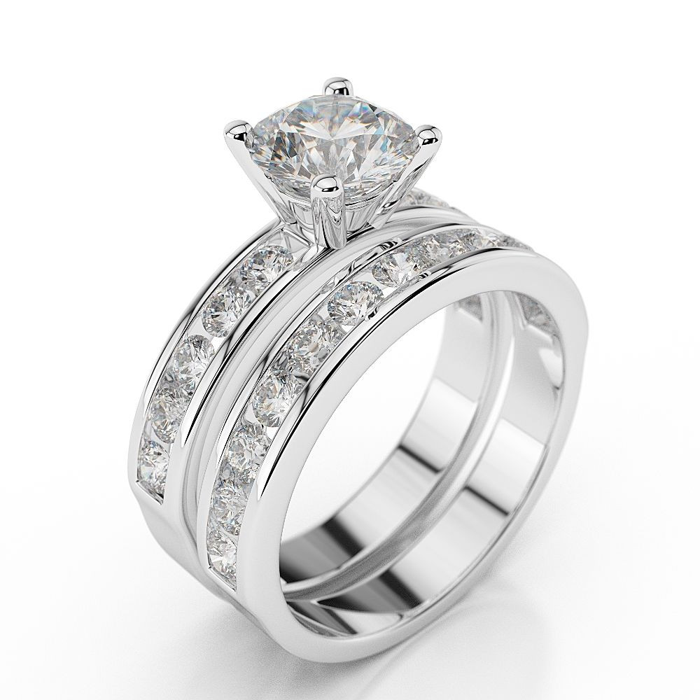 Gold Diamond Engagement Rings
 1 3 4 CT Diamond Engagement Ring Set Round H SI1 14K White