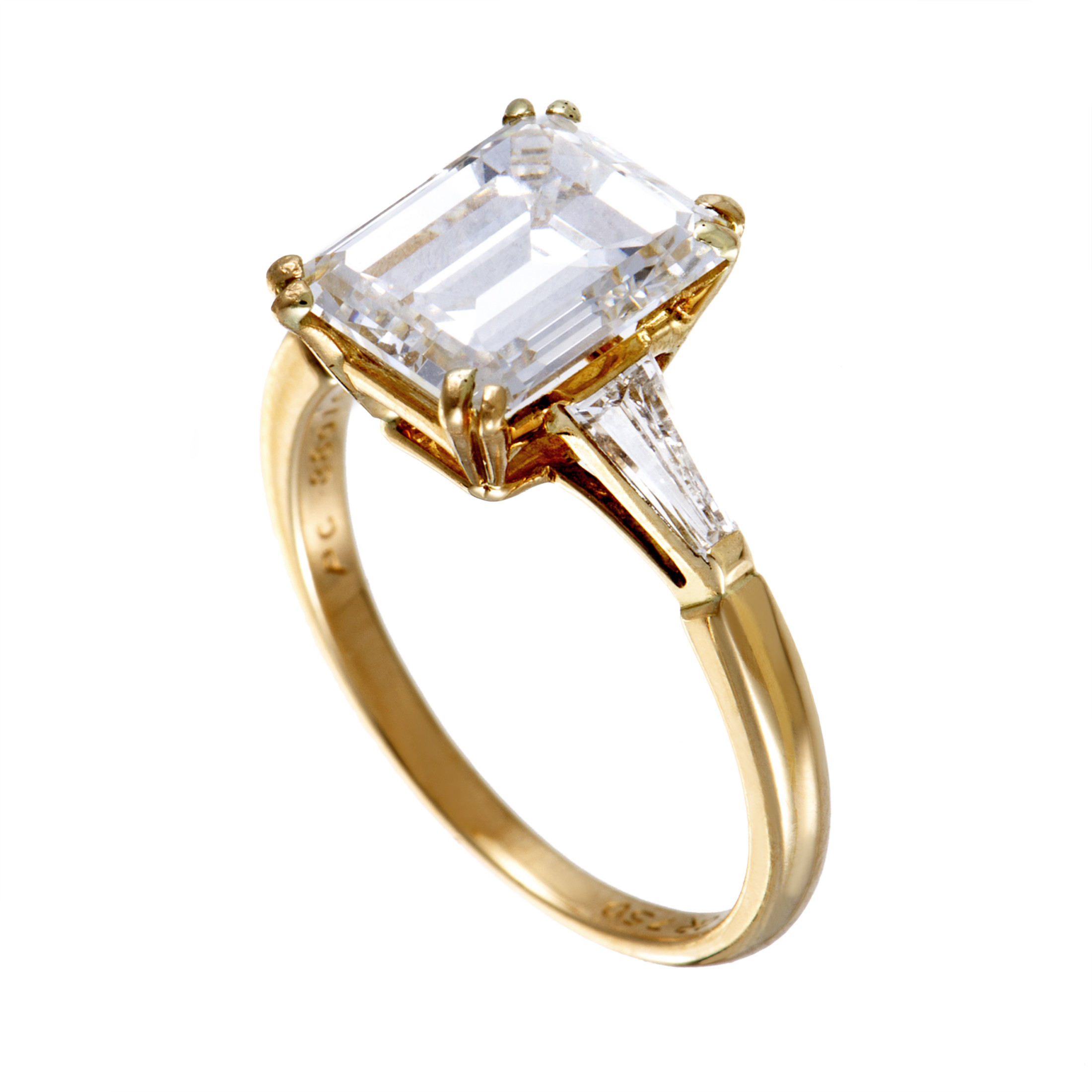 Gold Diamond Engagement Rings
 Boucheron Yellow Gold Tapered Baguette and Emerald Cut