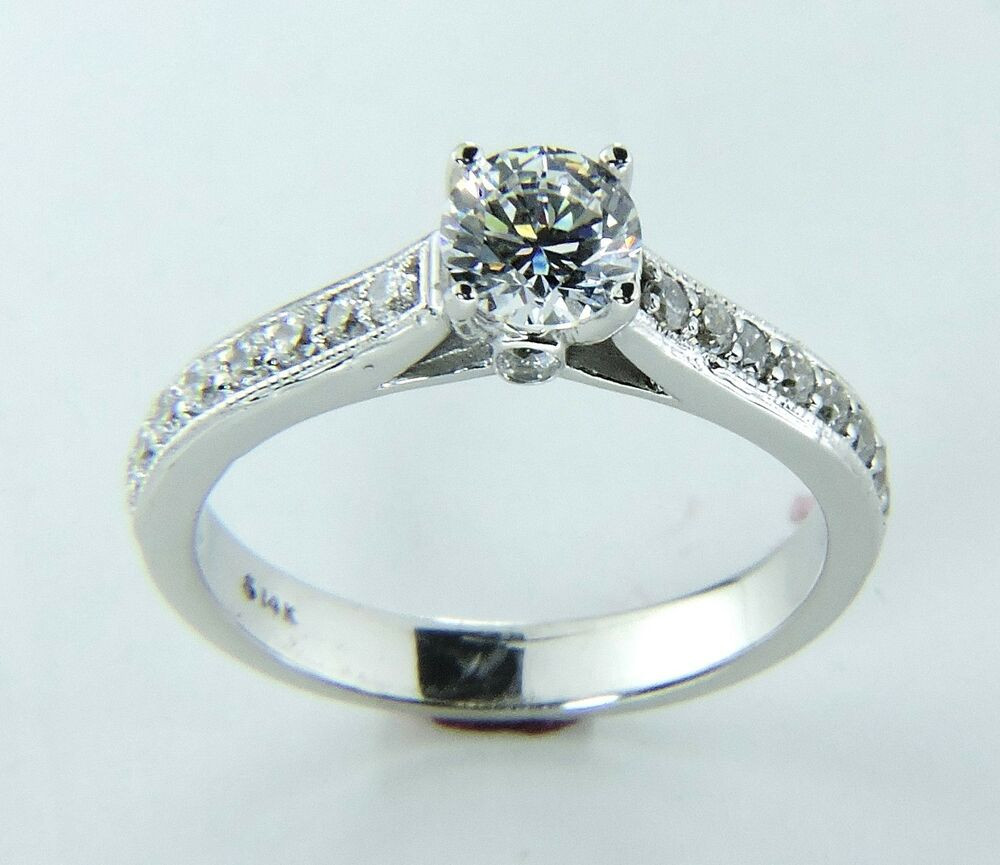 Gold Diamond Engagement Rings
 Diamond Engagement Ring Solid 14K White Gold Band 1 carat