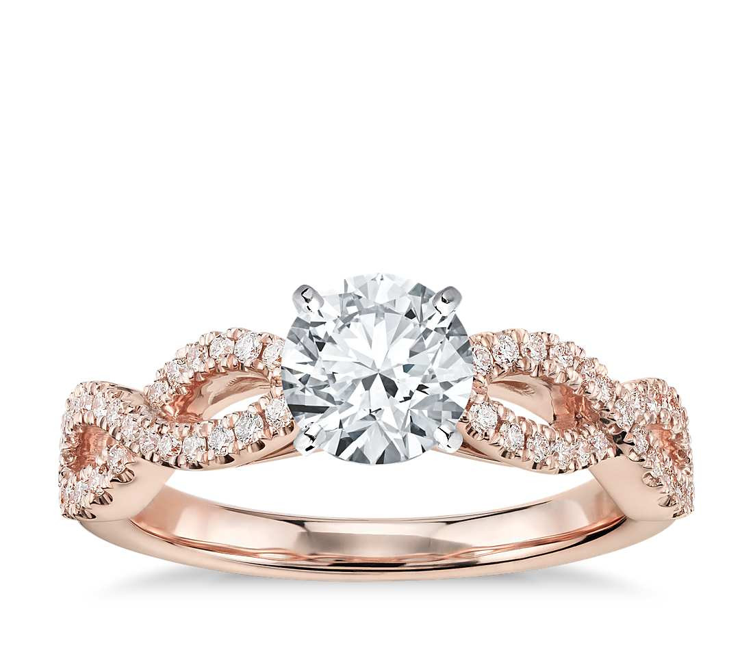 Gold Diamond Engagement Rings
 Infinity Twist Micropavé Diamond Engagement Ring in 14K