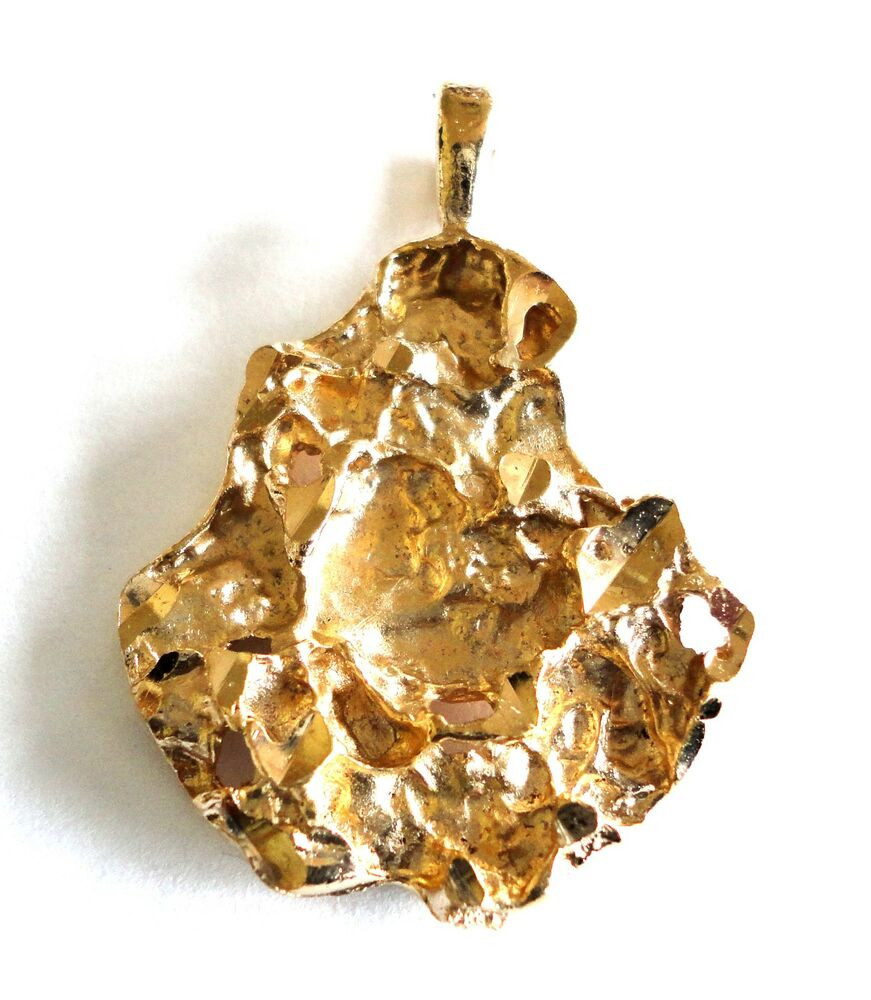 Gold Nugget Necklace
 Pendant Heavy Gold Plated Nug Charm For Necklace Chain