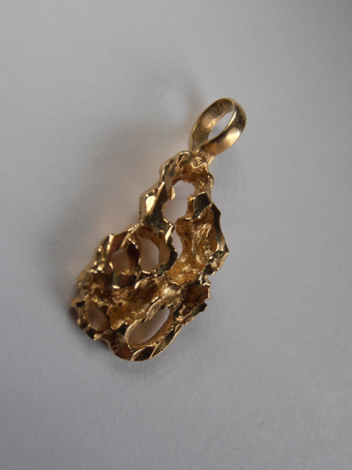 Gold Nugget Necklace
 14K Gold Nug Pendant Vintage solid yellow gold by tjmccarty