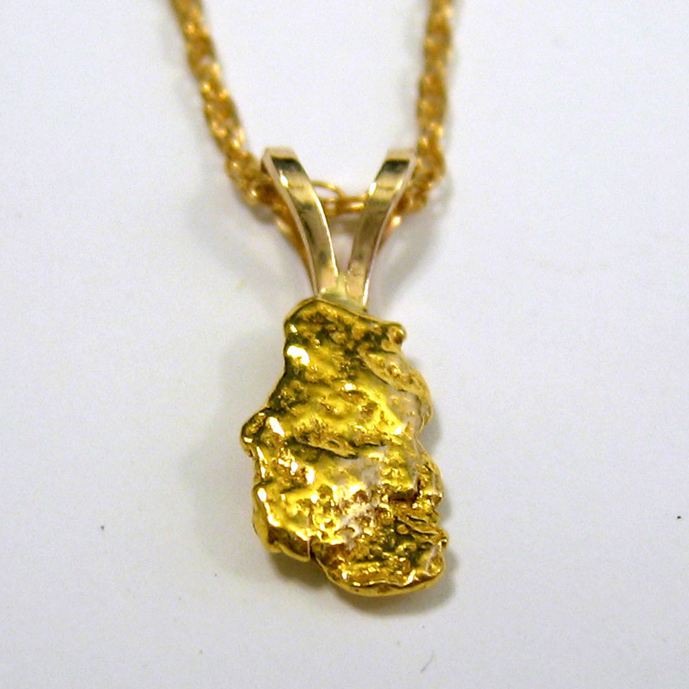 Gold Nugget Necklace
 1 GRAM PURE NATURAL GOLD NUGGET PENDANT with CHAIN 20 22K