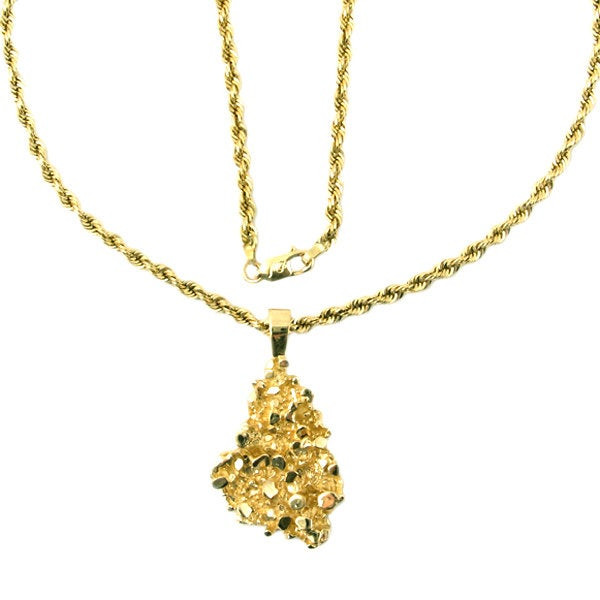 Gold Nugget Necklace
 14K Gold Nug Style Necklace 22 Long Necklace in 14K
