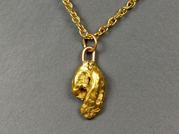 Gold Nugget Necklace
 Chunky Gold Nug Pendant Natural Australian Gold Nug