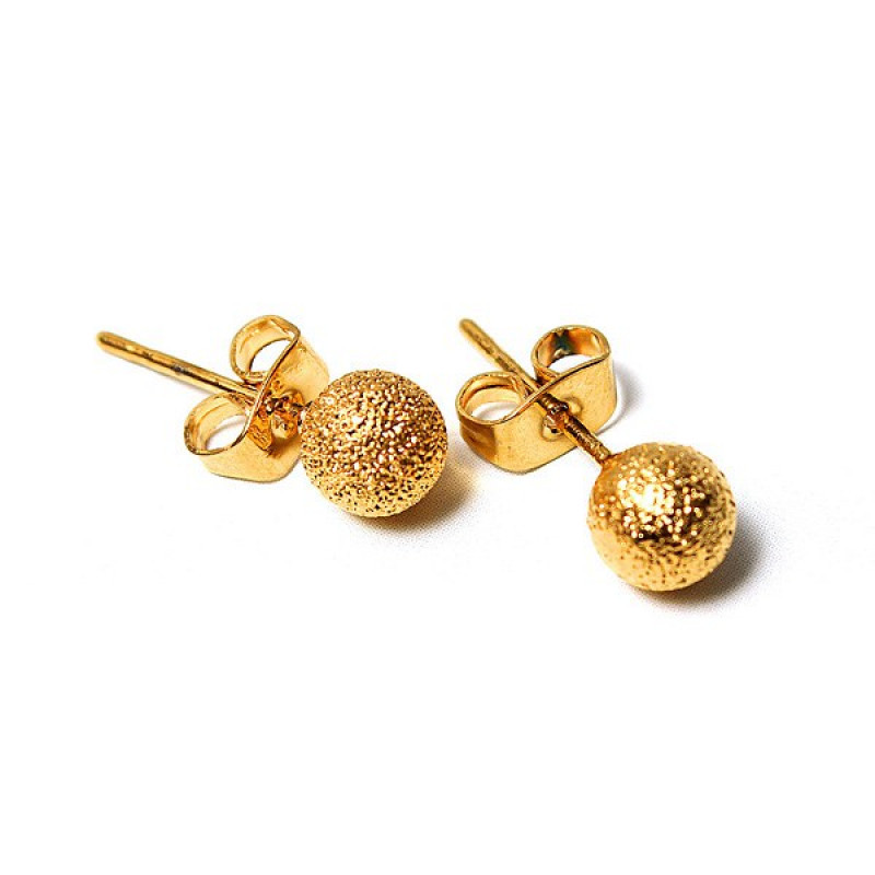 Gold Studs Earrings
 Buy 14K Gold Plated Globular Ball Stud Earrings Women