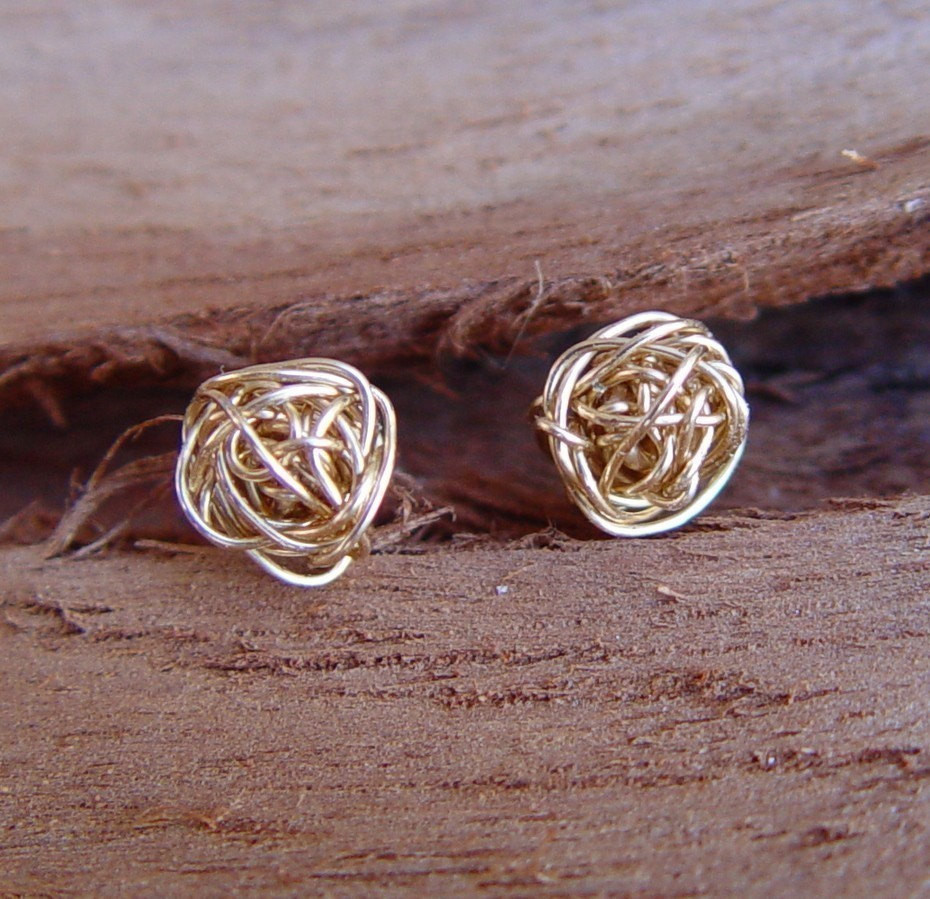Gold Studs Earrings
 Gold Knot Stud Earrings Small Gold Stud Earring Wire Ball