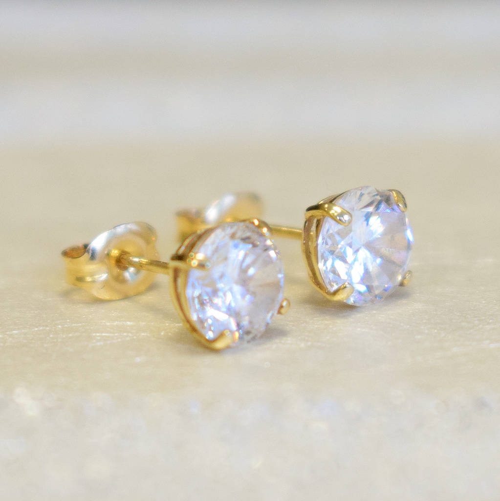 Gold Studs Earrings
 9ct white gold cubic zirconia stud earrings by katherine