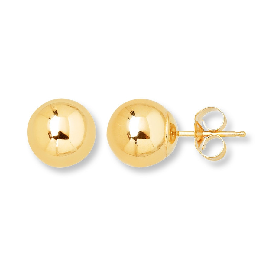 Gold Studs Earrings
 Ball Stud Earrings 8mm 14K Yellow Gold Kay