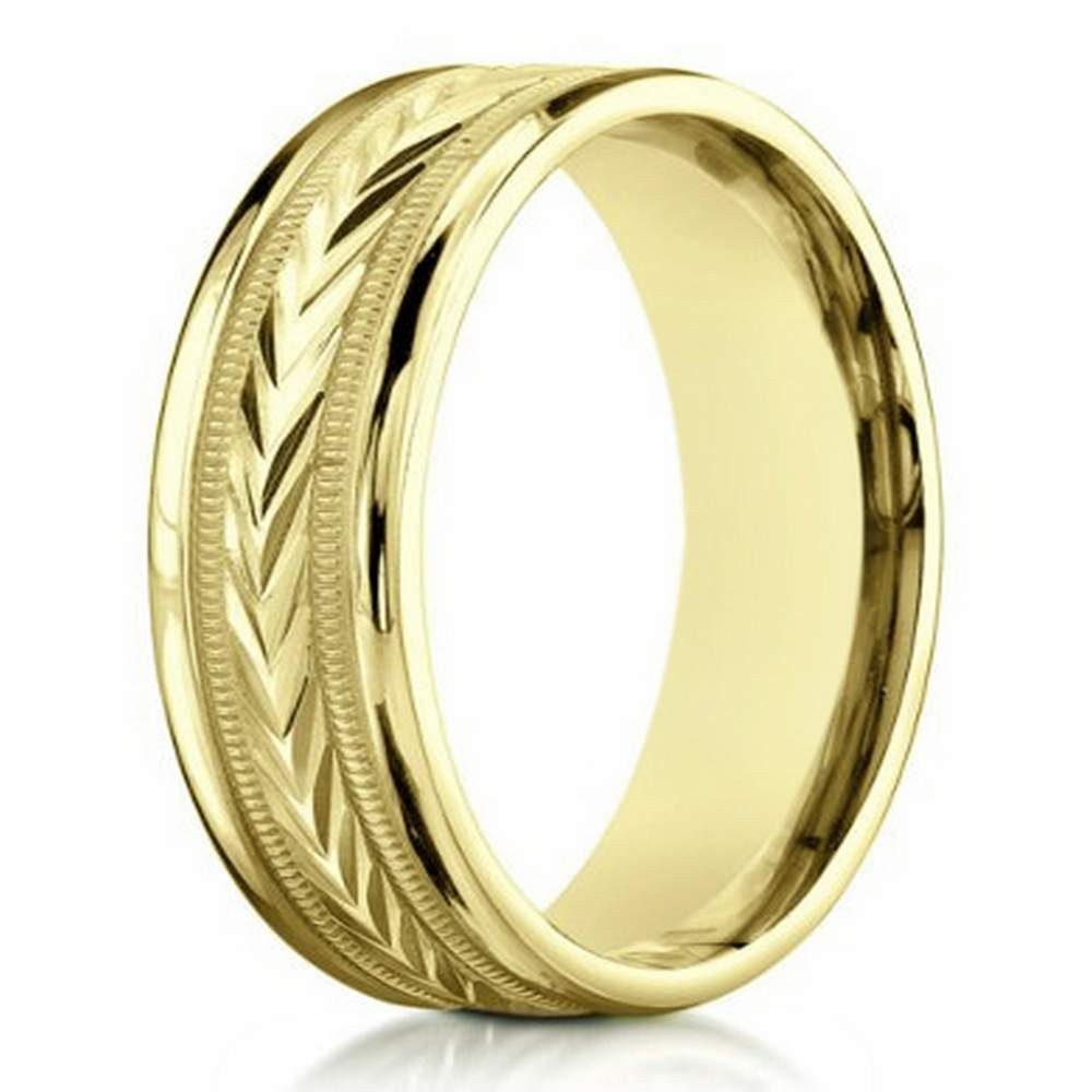 Gold Wedding Rings For Men
 Men s Carved Arrow 18k Yellow Gold Wedding Ring