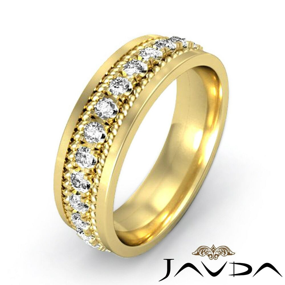 Gold Wedding Rings For Men
 Classic Round Diamond Mens Eternity Wedding Band 14k