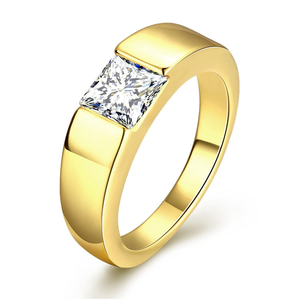 Gold Wedding Rings For Men
 MEGREZEN Engagement Ring Stone Men Cubic Zirconia Wedding