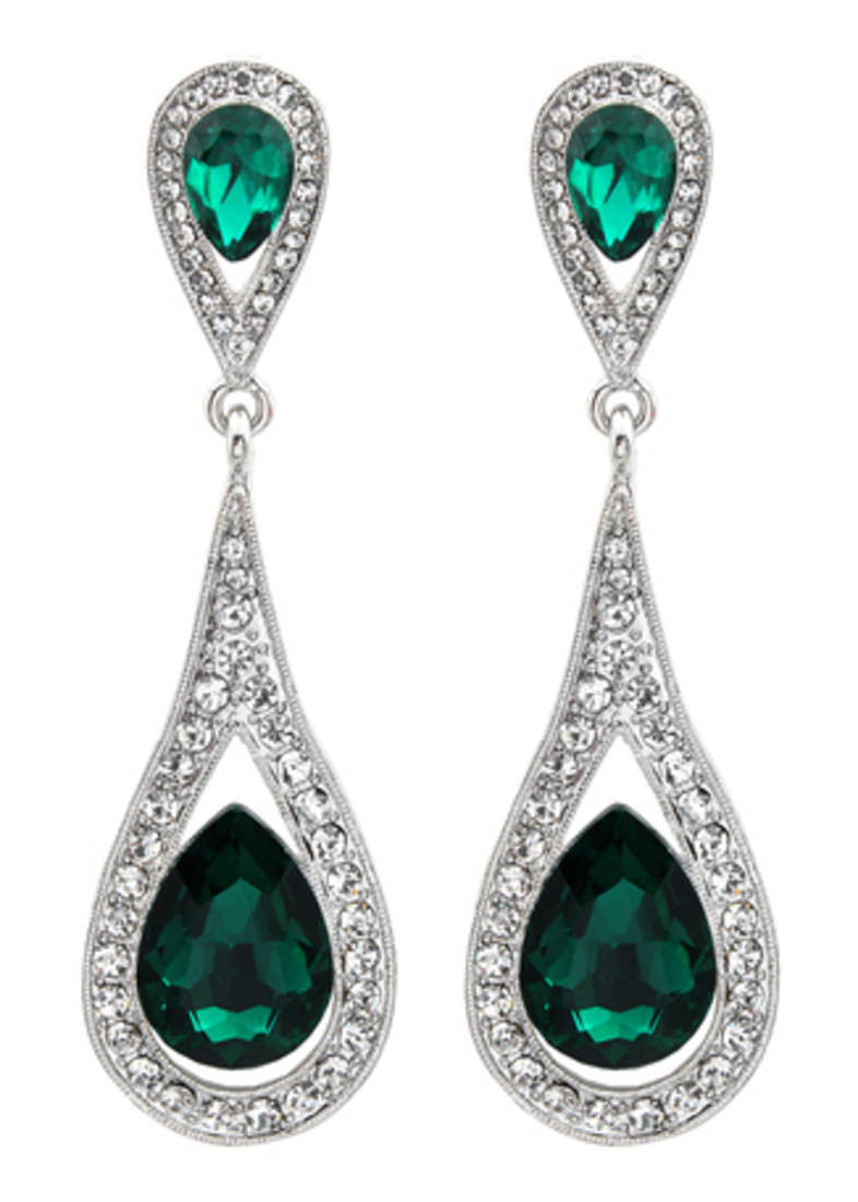Green Chandelier Earrings
 Buy Silver Green Chandelier Earring for women line