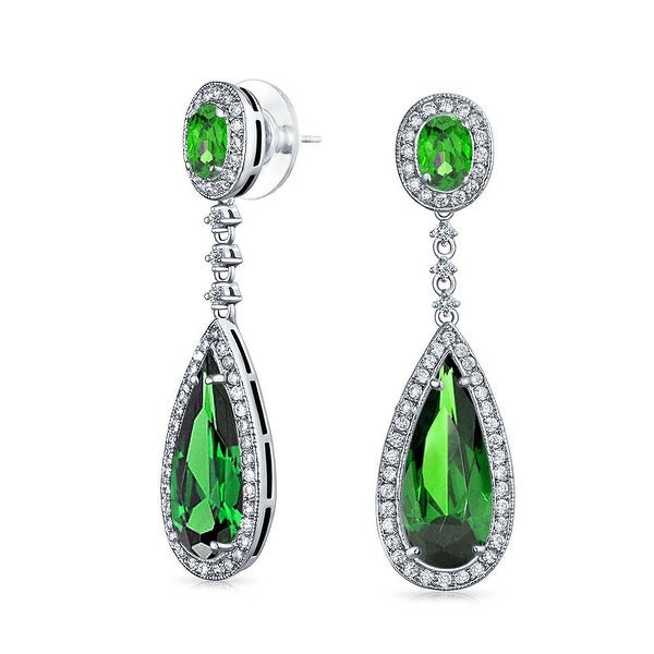 Green Chandelier Earrings
 Shop Bling Jewelry Pave Teardrop Green CZ Bridal