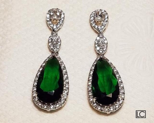 Green Chandelier Earrings
 Emerald Crystal Bridal Earrings Green Chandelier Earrings