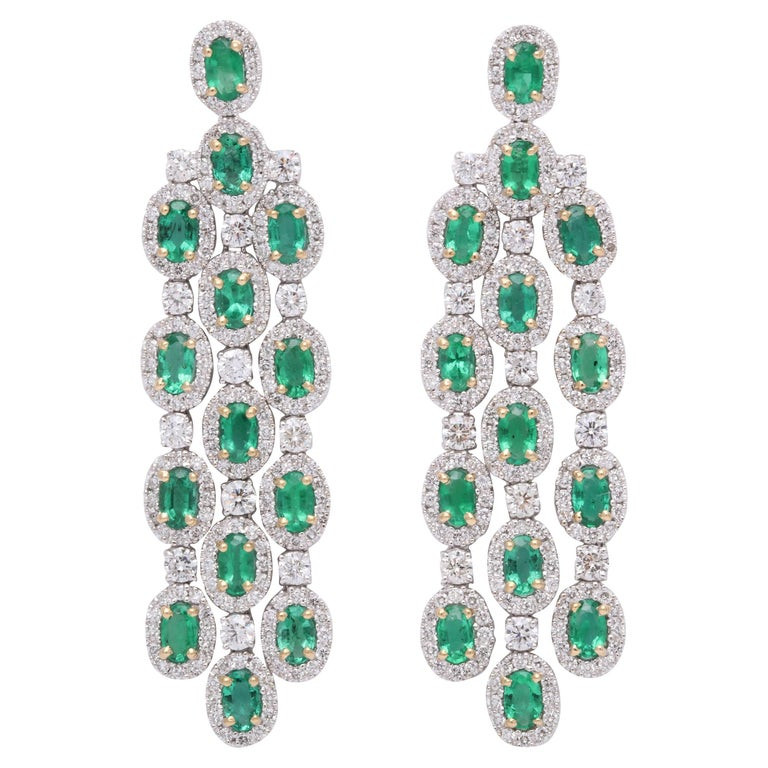Green Chandelier Earrings
 Green Emerald Chandelier Earrings For Sale at 1stdibs