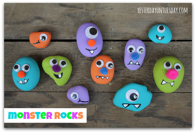 Halloween Crafts For Toddlers Age 3
 Monster Rocks featured in Kids Crafts 1 2 3