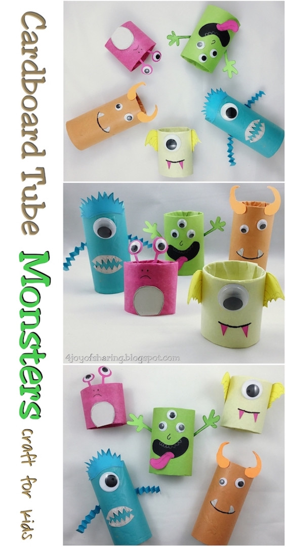 Halloween Crafts For Toddlers Age 3
 Cardboard Tube Monsters Halloween Craft The Joy of Sharing
