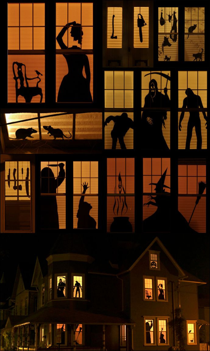 Halloween Window Silhouettes Diy
 How To Haunted House Silhouettes