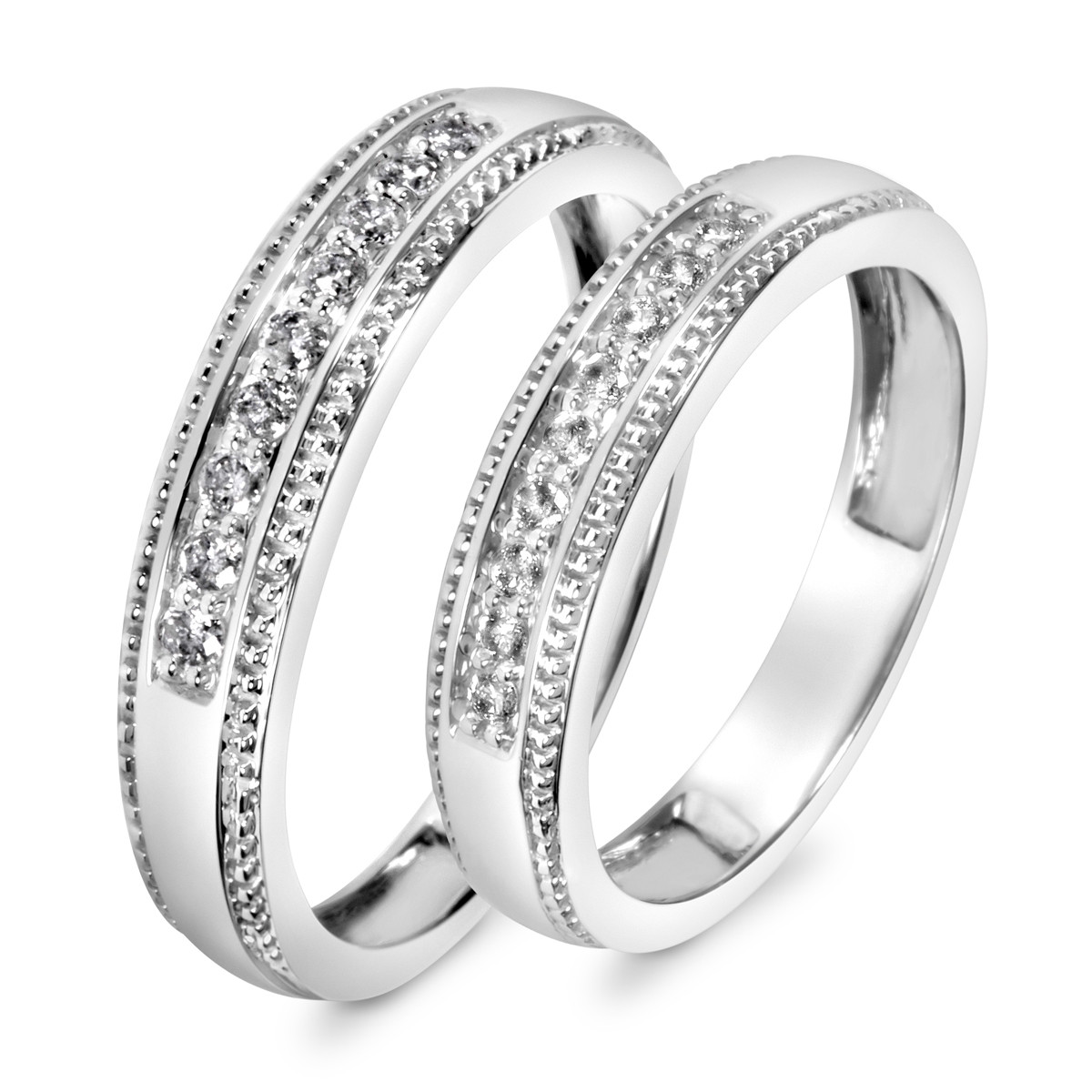 His And Hers Wedding Band Sets
 1 3 CT T W Diamond His And Hers Wedding Band Set 10K