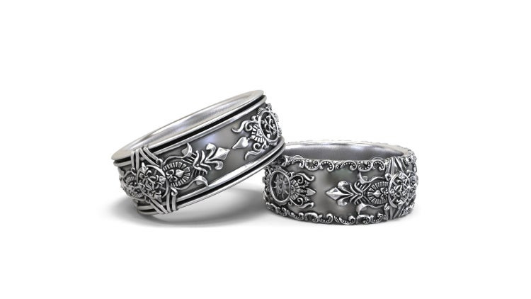 His And Hers Wedding Band Sets
 Gothic wedding bands his and hers set by GreyWolfJewellery