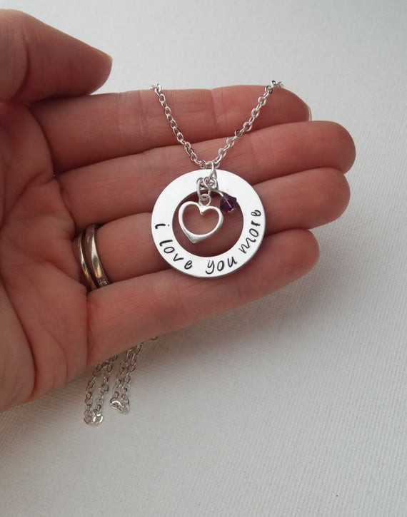 I Love You Necklace For Girlfriend
 Anniversary Necklace I Love You More by GracefullyMadeStudio