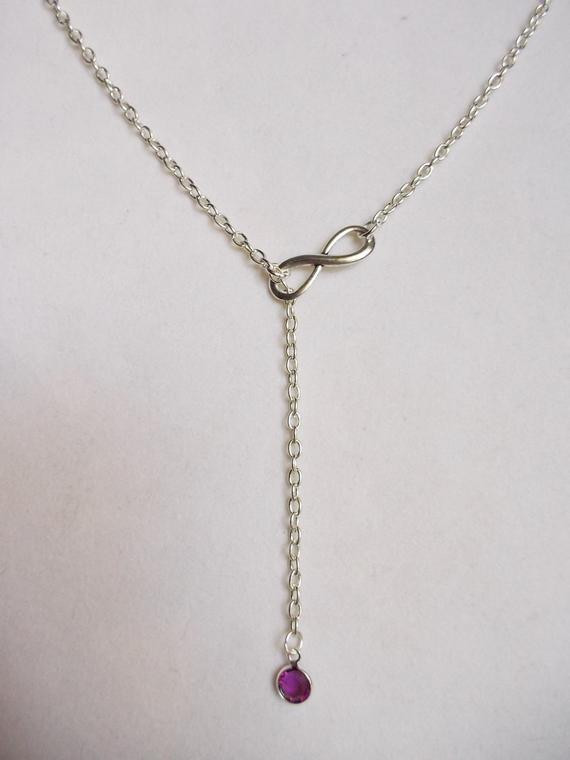 Infinity Lariat Necklace
 Infinity Lariat Necklace with Birthstone