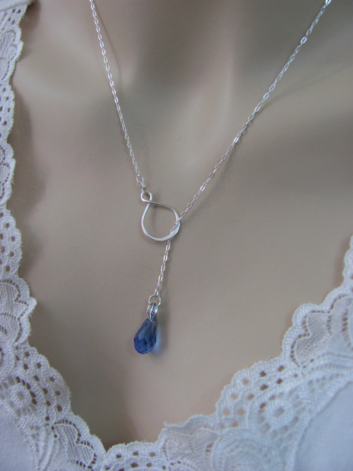Infinity Lariat Necklace
 Sapphire Infinity Lariat Necklace in by LindasJewelryShopLLC