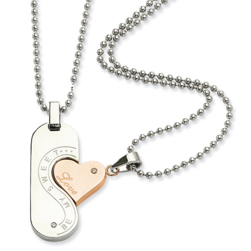 Interlocking Couples Necklaces
 Be My Sweet Love Heart Interlocking Couples Necklace Set