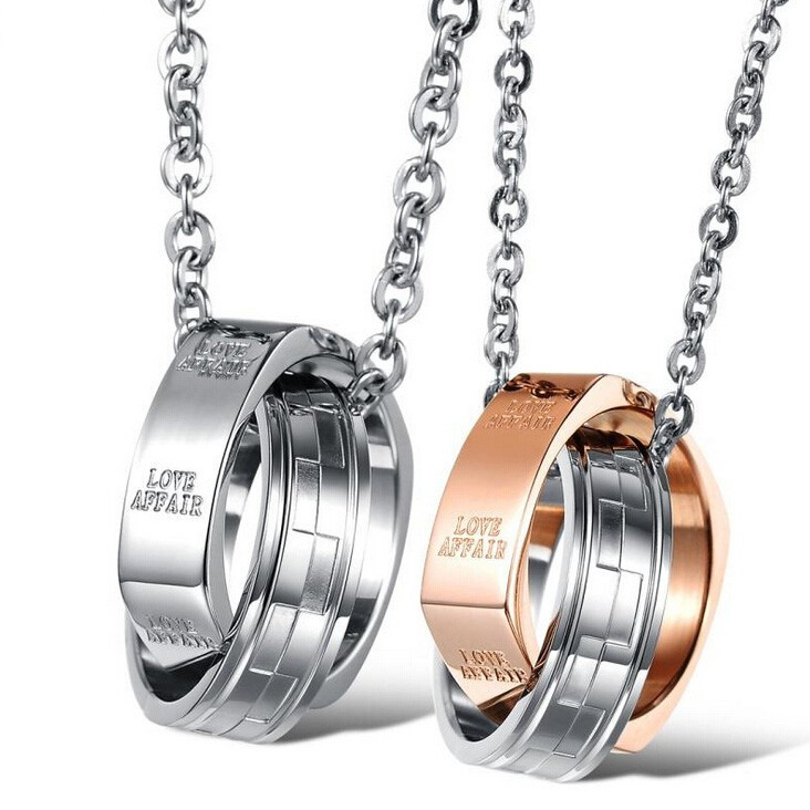 Interlocking Couples Necklaces
 Rings Interlocking Titanium Steel Couple Necklaces