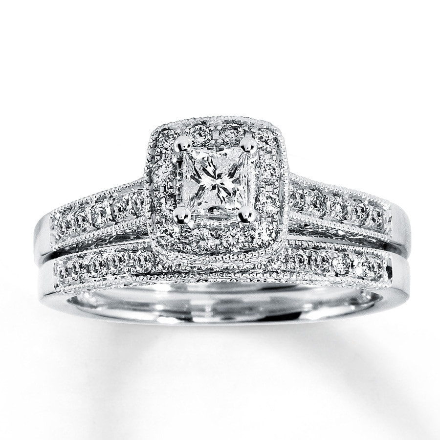 Kay Wedding Rings Sets
 Kay Diamond Bridal Set 1 2 ct tw Princess cut 14K White Gold
