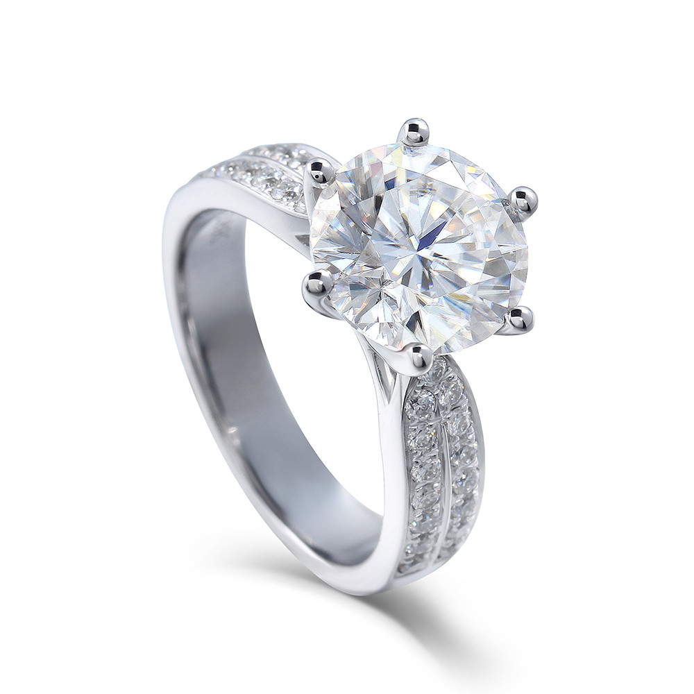 Lab Grown Diamond Rings
 Transgems Moissanites Lab Grown Diamond Engagement Ring 3
