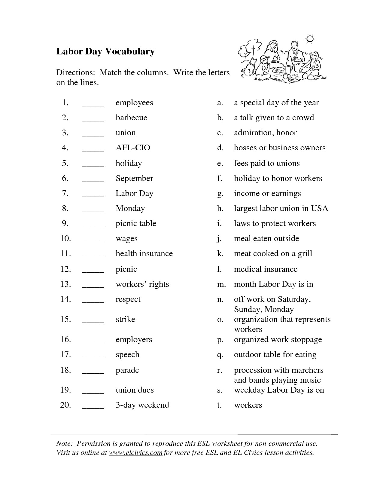 Labor Day Activities For Seniors
 Labor Day Worksheet pdf pdf Download legal documents