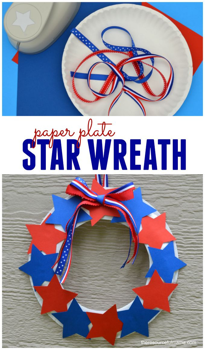Labor Day Crafts
 Patriotic Star Wreath Craft for Kids