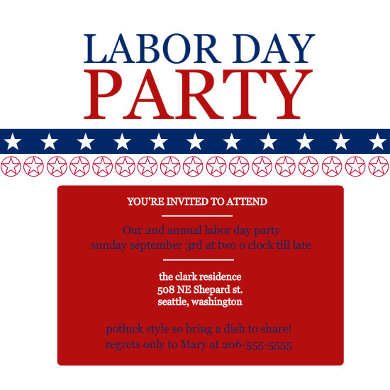 Labor Day Party Invite
 labor day invitations Labor Day Patriotic Party Invite