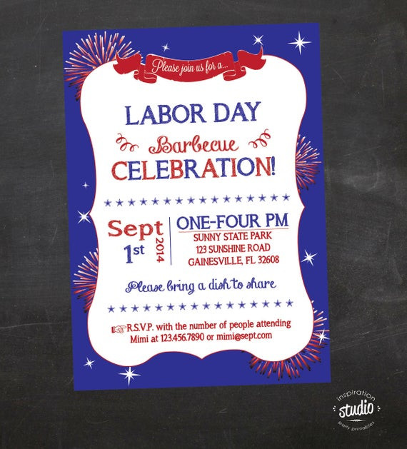 Labor Day Party Invite
 Labor Day Fireworks Celebration Party Invite Labor Day BBQ
