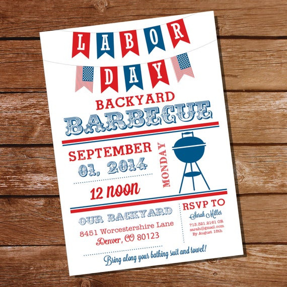 Labor Day Party Invite
 Labor Day BBQ Invitation Labor Day Party Summer Cookout